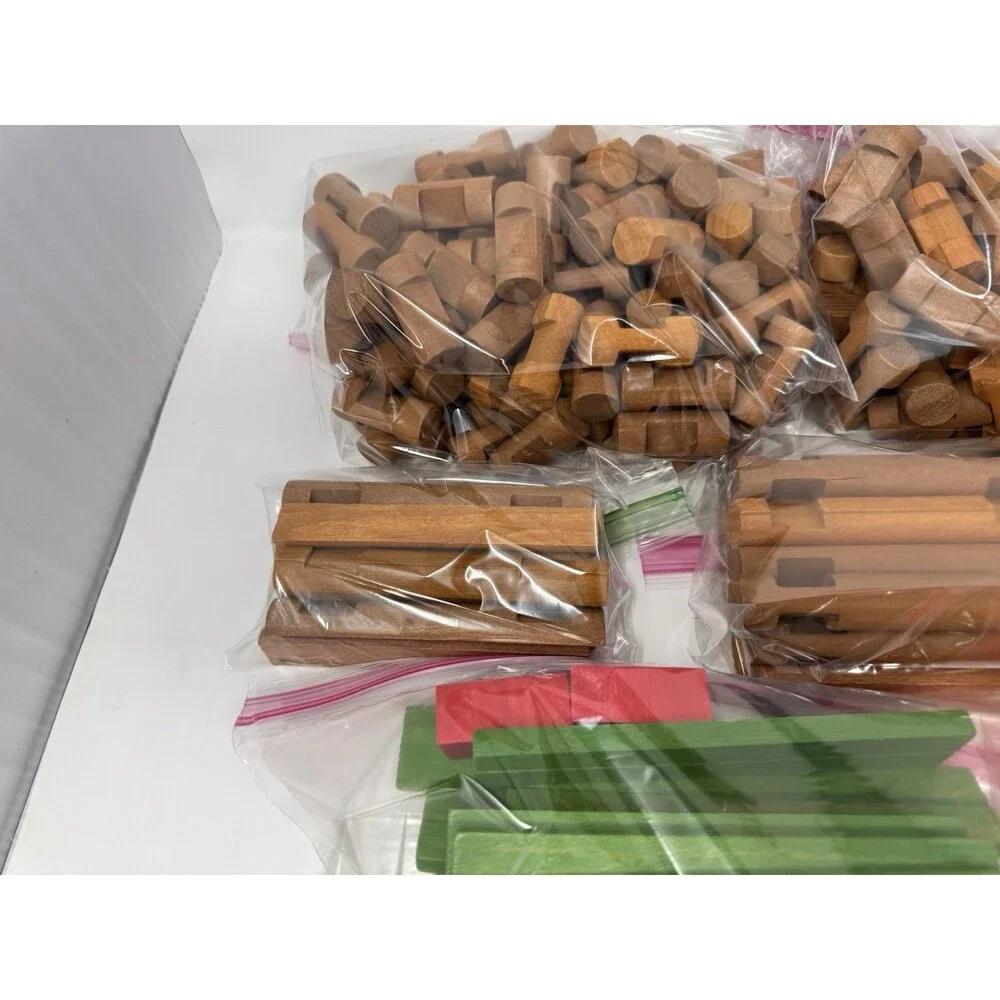 Vintage Lincoln Logs Wooden Building Pieces Lot ~290 Pieces Sorted Clean (A)